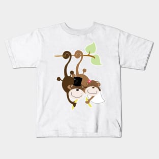 Monkey Wedding Couple Bride and Groom Kids T-Shirt